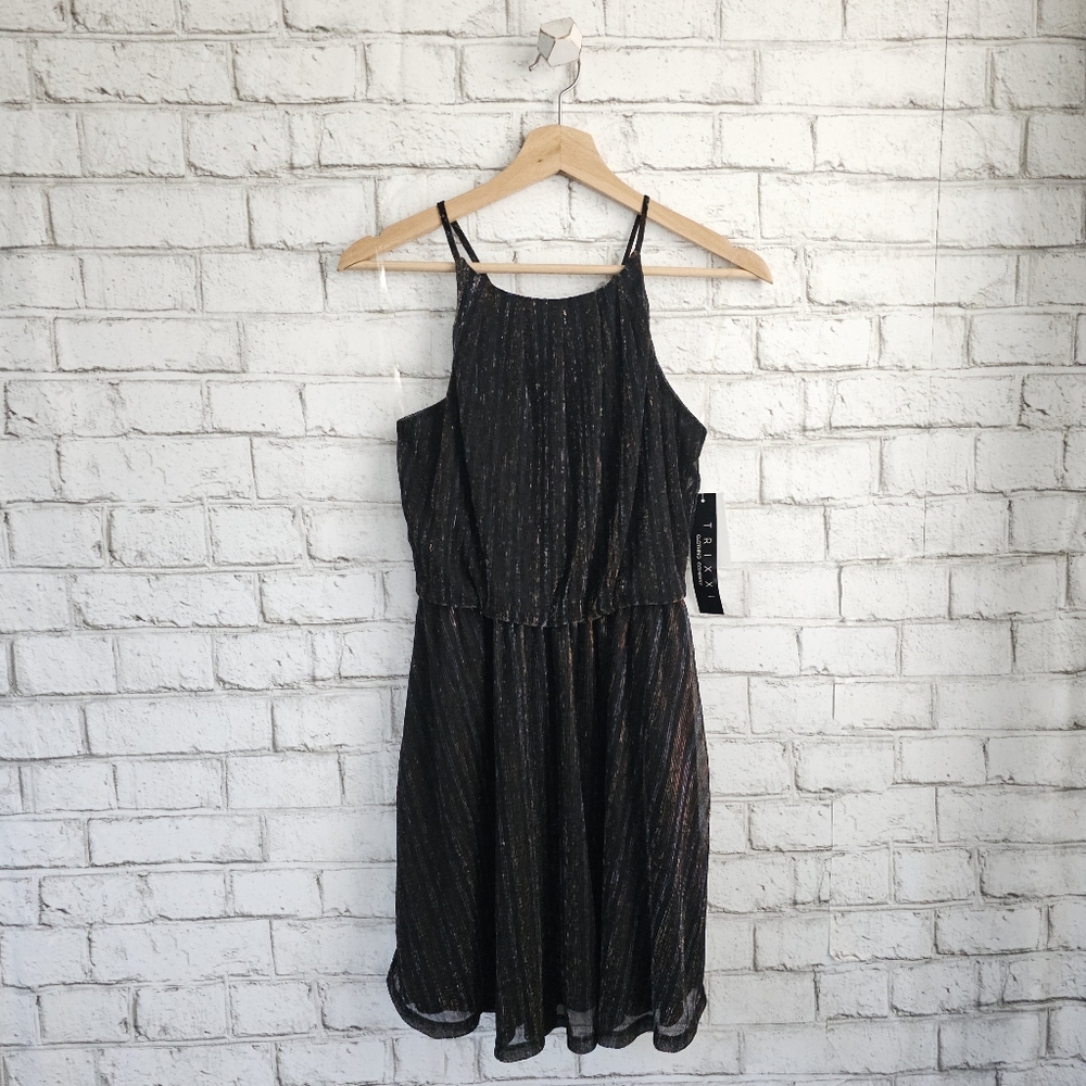 ☆ TRIXXI Blouson Striped Metallic Party Dress, S ☆